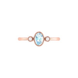 Oval Cut Aquamarine & Diamond Birthstone Ring In 14K Rose Gold