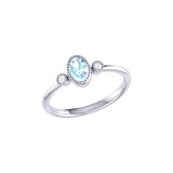 Oval Cut Aquamarine & Diamond Birthstone Ring In 14K White Gold