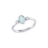 Oval Cut Aquamarine & Diamond Birthstone Ring In 14K White Gold