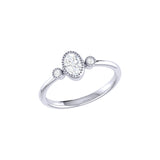 Oval Cut Diamond Birthstone Ring In 14K White Gold