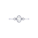 Oval Cut Diamond Birthstone Ring In 14K White Gold