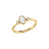 Oval Cut Diamond Birthstone Ring In 14K Yellow Gold