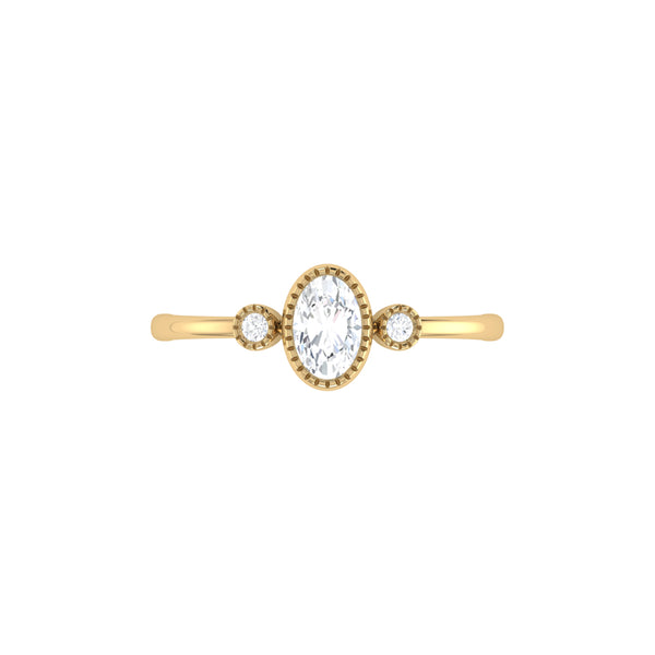 Oval Cut Diamond Birthstone Ring In 14K Yellow Gold