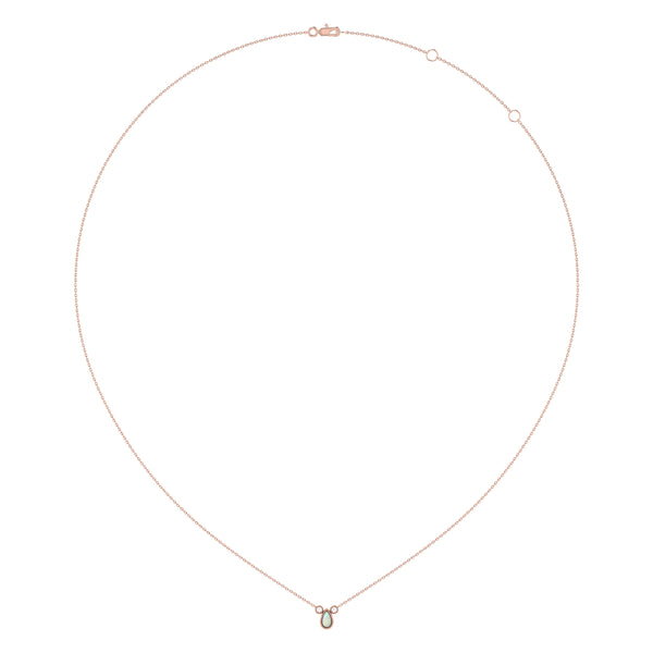 Pear Shaped Opal & Diamond Birthstone Necklace In 14K Rose Gold