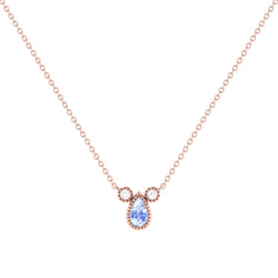 Pear Shaped Tanzanite & Diamond Birthstone Necklace In 14K Rose Gold