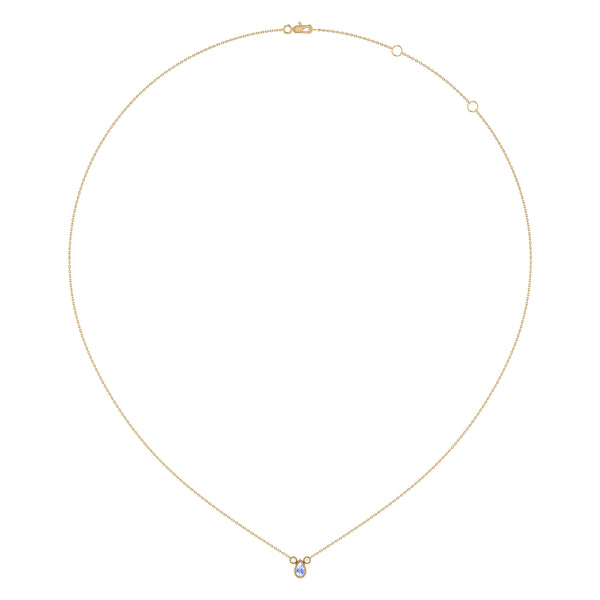 Pear Shaped Tanzanite & Diamond Birthstone Necklace In 14K Yellow Gold