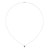 Pear Shaped Garnet & Diamond Birthstone Necklace In 14K White Gold