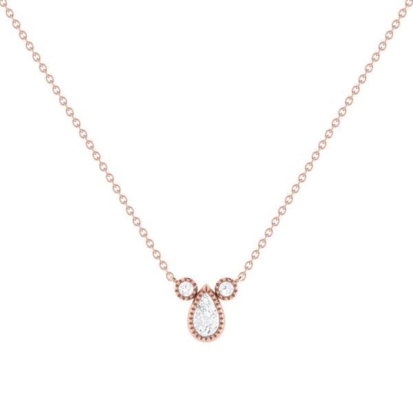 Pear Shaped Diamond Birthstone Necklace In 14K Rose Gold