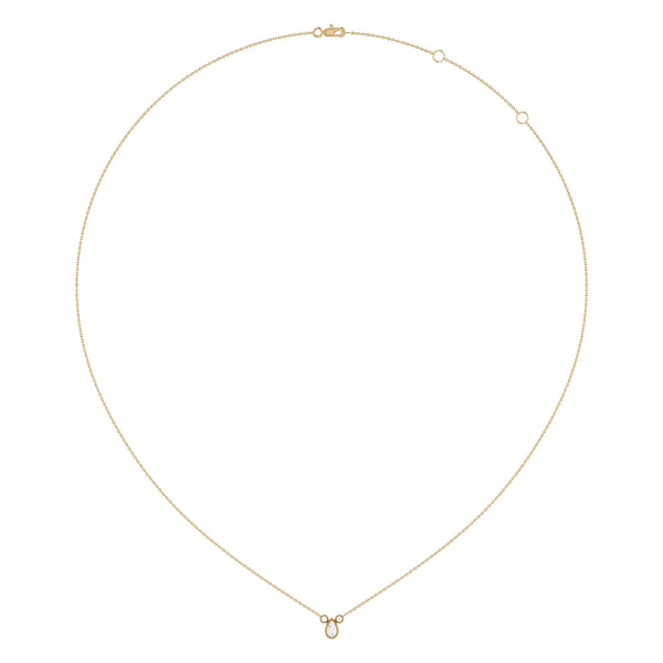 Pear Shaped Diamond Birthstone Necklace In 14K Yellow Gold