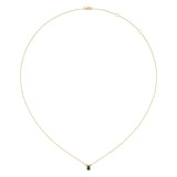 Pear Shaped Emerald & Diamond Birthstone Necklace In 14K Yellow Gold