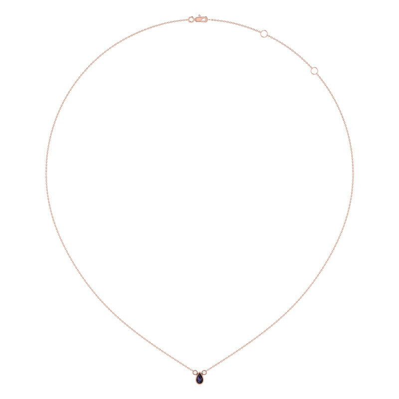 Pear Shaped Alexandrite & Diamond Birthstone Necklace In 14K Rose Gold