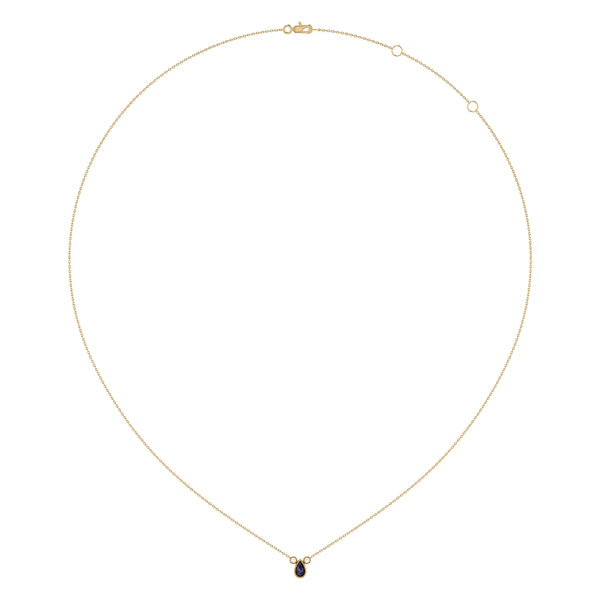 Pear Shaped Alexandrite & Diamond Birthstone Necklace In 14K Yellow Gold