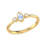 Pear Shaped Tanzanite & Diamond Birthstone Ring In 14K Yellow Gold