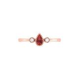 Pear Shaped Garnet & Diamond Birthstone Ring In 14K Rose Gold