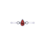 Pear Shaped Garnet & Diamond Birthstone Ring In 14K White Gold