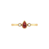 Pear Shaped Garnet & Diamond Birthstone Ring In 14K Yellow Gold