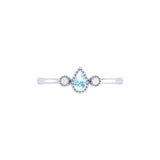 Pear Shaped Aquamarine & Diamond Birthstone Ring In 14K White Gold