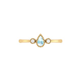 Pear Shaped Aquamarine & Diamond Birthstone Ring In 14K Yellow Gold