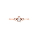 Pear Shaped Diamond Birthstone Ring In 14K Rose Gold