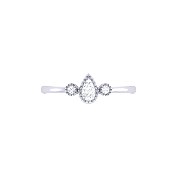 Pear Shaped Diamond Birthstone Ring In 14K White Gold