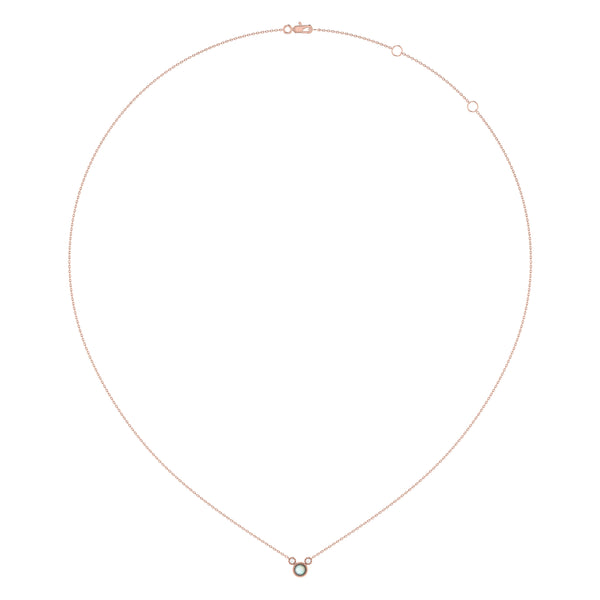 Round Cut Opal & Diamond Birthstone Necklace In 14K Rose Gold