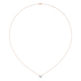 Round Cut Aquamarine & Diamond Birthstone Necklace In 14K Rose Gold