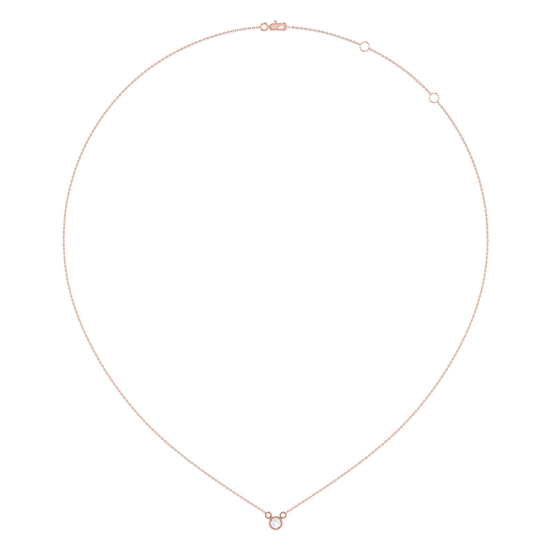Round Cut Diamond Birthstone Necklace In 14K Rose Gold