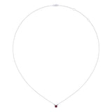 Round Cut Ruby & Diamond Birthstone Necklace In 14K White Gold