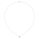 Round Cut Peridot & Diamond Birthstone Necklace In 14K White Gold