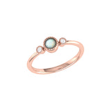 Round Cut Opal & Diamond Birthstone Ring In 14K Rose Gold