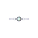 Round Cut Opal & Diamond Birthstone Ring In 14K White Gold