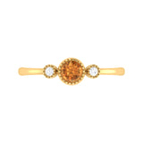Round Cut Citrine & Diamond Birthstone Ring In 14K Yellow Gold