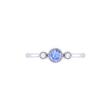 Round Cut Tanzanite & Diamond Birthstone Ring In 14K White Gold