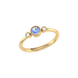Round Cut Tanzanite & Diamond Birthstone Ring In 14K Yellow Gold