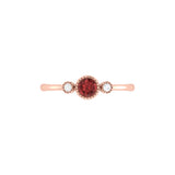 Round Cut Garnet & Diamond Birthstone Ring In 14K Rose Gold