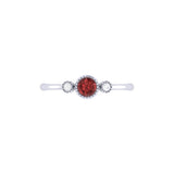 Round Cut Garnet & Diamond Birthstone Ring In 14K White Gold