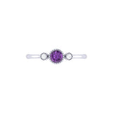 Round Cut Amethyst & Diamond Birthstone Ring in 14K White Gold