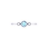 Round Cut Aquamarine & Diamond Birthstone Ring In 14K White Gold