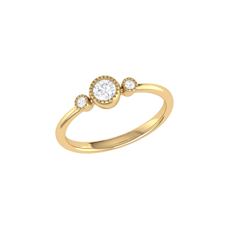 Round Cut Diamond Birthstone Ring In 14K Yellow Gold