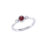 Round Cut Ruby & Diamond Birthstone Ring In 14K White Gold