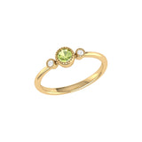 Round Cut Peridot & Diamond Birthstone Ring In 14K Yellow Gold
