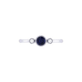 Round Cut Sapphire & Diamond Birthstone Ring In 14K White Gold