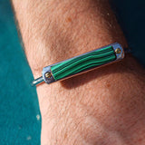 Malachite Big ID Cuff Bracelet in Sterling Silver