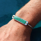Malachite Small ID Cuff Bracelet in Sterling Silver