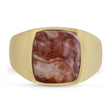 Red Lace Agate Iconic Stone Signet Ring in 14K Yellow Gold Plated Sterling Silver