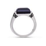 Blue Pietersite Celtic Stone Signet Ring in Sterling Silver with Enamel
