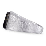 Grey Picture Jasper Stone Signet Ring in Sterling Silver