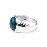 Dark Blue Apatite Stone Signet Ring in Sterling Silver