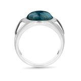 Dark Blue Apatite Stone Signet Ring in Sterling Silver