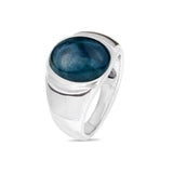 Dark Blue Apatite Stone Signet Ring in Sterling Silver